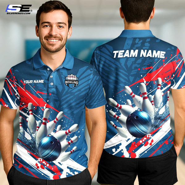 Bowling And Pins Strike Personalized Men Women Polo Shirt Custom Bowling Team Jersey