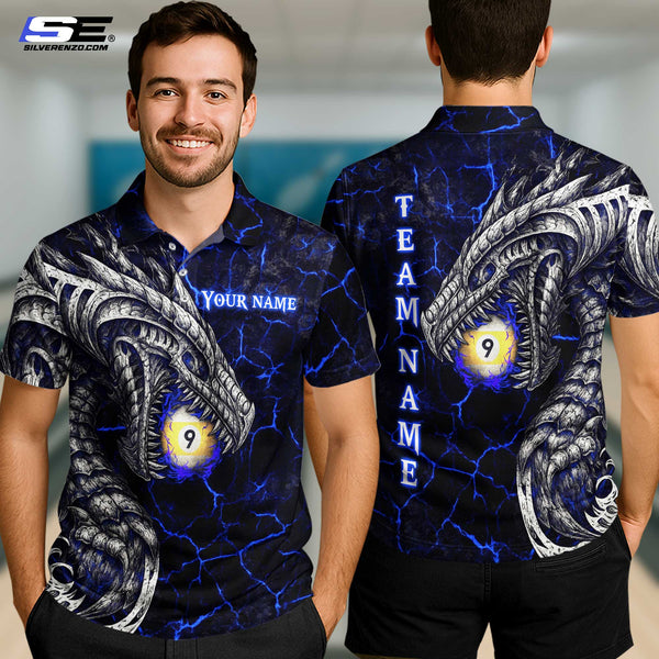 Custom Billiard 9 Ball Dragon Men Women Performance Polo Shirt Personalized Billiards Team Jersey