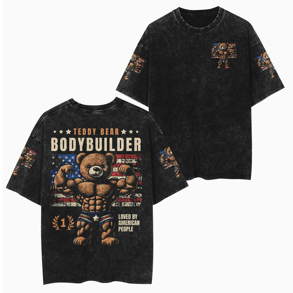 Bear Bodybuider Men's Gym T-Shirt, Workout Shirt, Oversized Pump Cover Tee