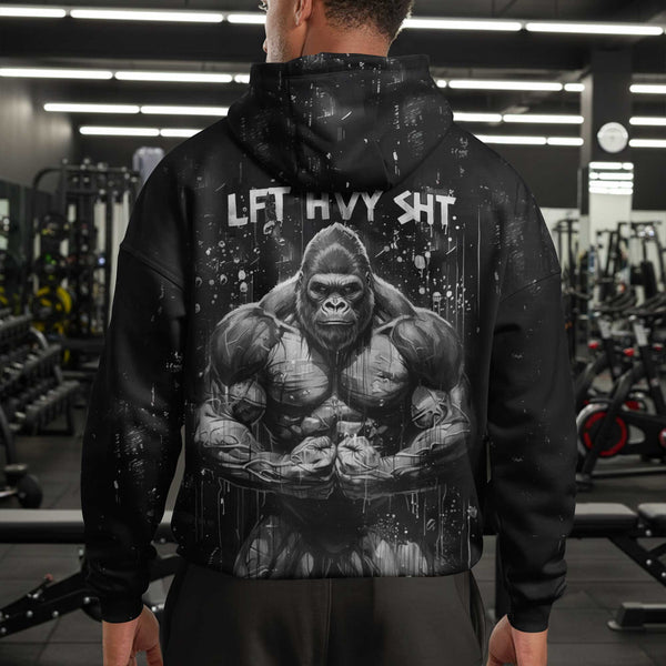 Lift Heavy Men's Gym Hoodie, Workout Shirt, Oversized Pullover Hoodie