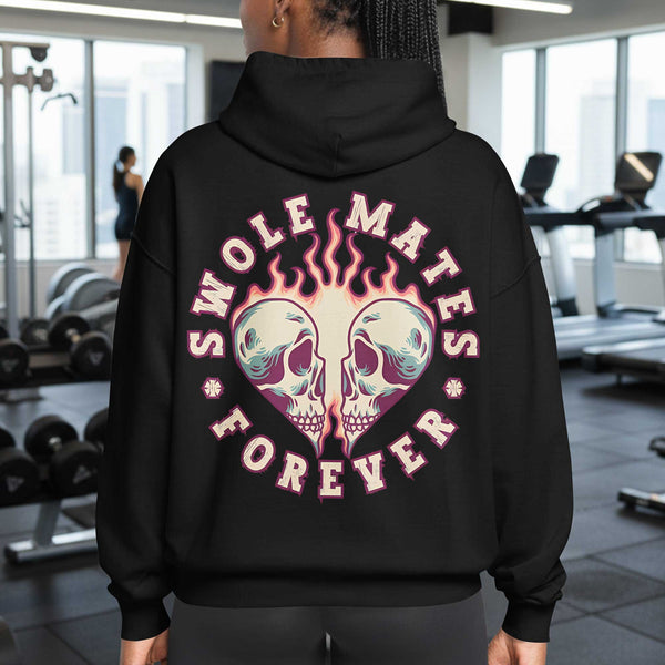 Swole Mates Forever Women's Gym Hoodie, Workout Shirt, Fitness Oversized Pullover Hoodie
