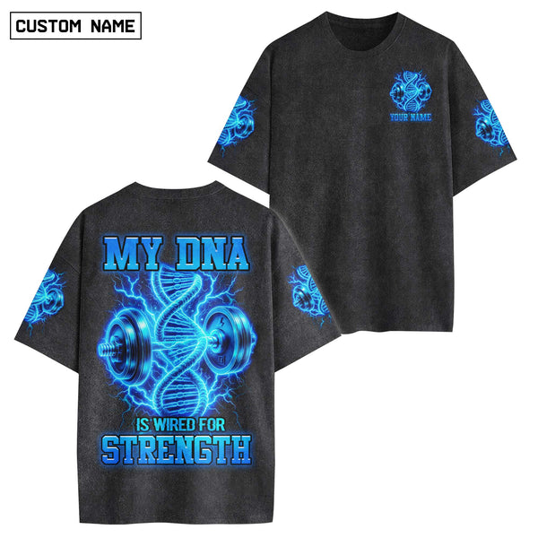 My DNA Is Wired For Strength Men's Gym T-Shirt, Workout Shirt, Oversized Pump Cover Tee