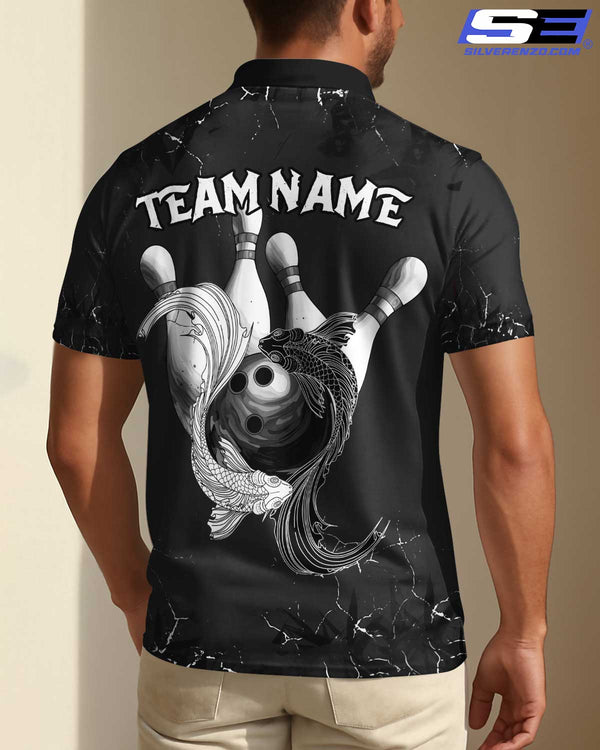 Personalized Bowling And Fish Men Women Polo Shirt Custom Name Bowling Team Jersey
