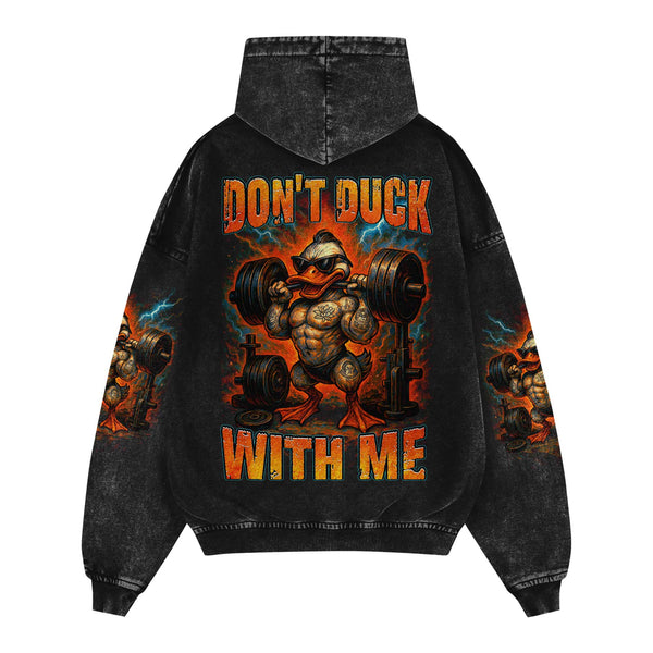 Don't Duck With Me Men's Gym Hoodie, Workout Shirt, Oversized Pullover Hoodie