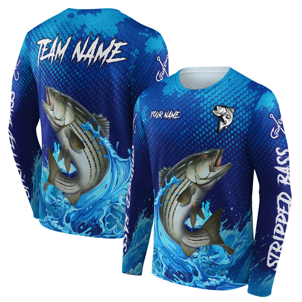 Striped Bass Fishing Personalized Men Women Long Sleeve Shirt Custom Fishing Apparel