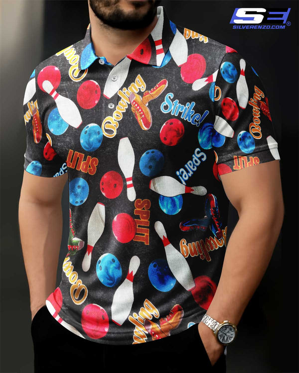 Bowling Pattern 4th Of July Men Women Polo Shirt Custom Bowling Team Jersey