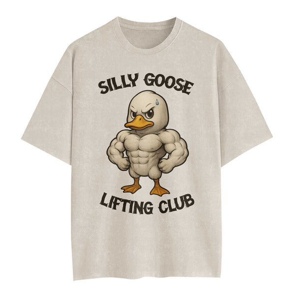 Silly Goose Lifting Club Men's Gym T-Shirt, Workout Shirt, Oversized Pump Cover Tee