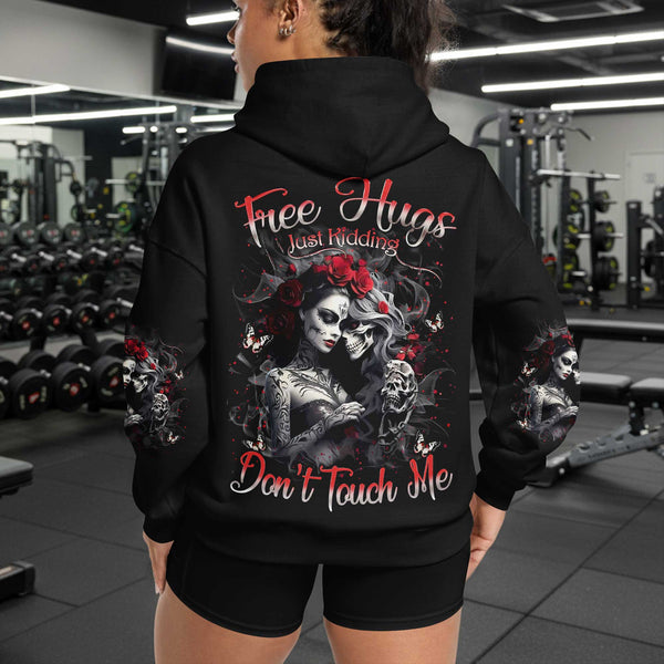 Free Hugs Women's Gym Hoodie, Workout Shirt, Fitness Oversized Pullover Hoodie