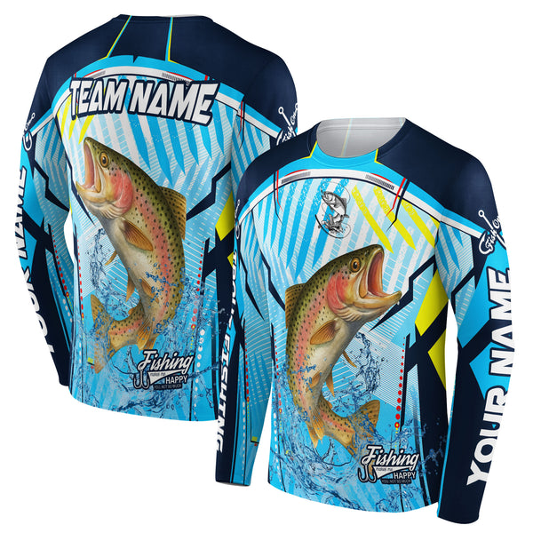 Trout Fishing Makes Me Happy Personalized Men Women Long Sleeve Shirt Custom Fishing Apparel
