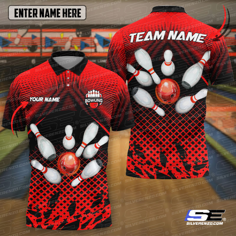 Bowling And Pins Personalized Men Women Polo Shirt Custom Bowling Team Jersey