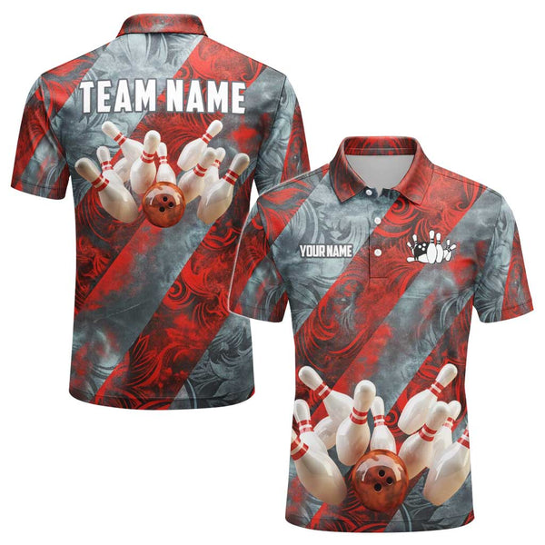 Personalized Bowling Mandala Men Women Performance Polo Shirt Custom Name Bowling Team Jersey