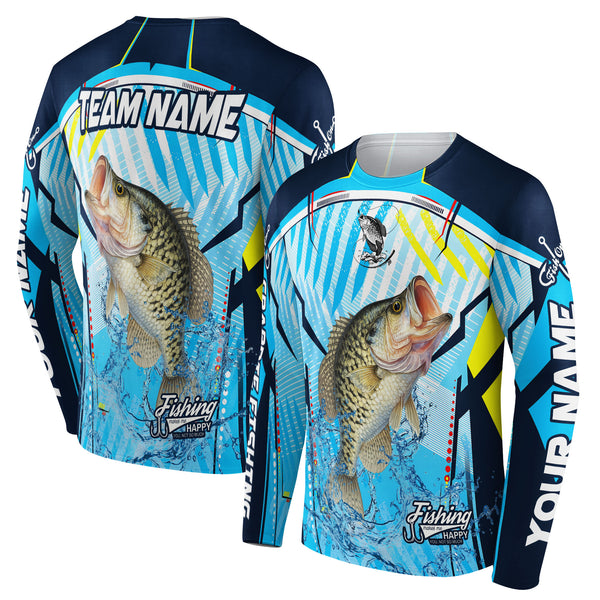 Crappie Fishing Makes Me Happy Personalized Men Women Long Sleeve Shirt Custom Fishing Apparel