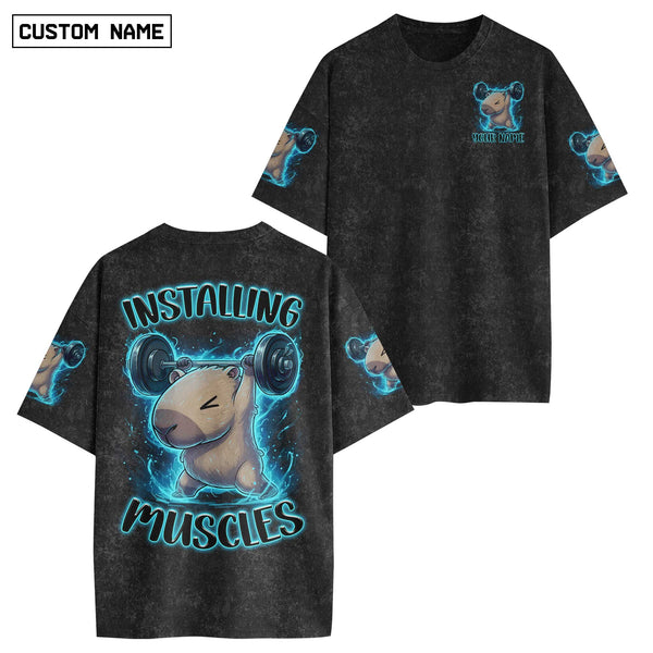 Installing Muscles Men's Gym T-Shirt, Workout Shirt, Oversized Pump Cover Tee