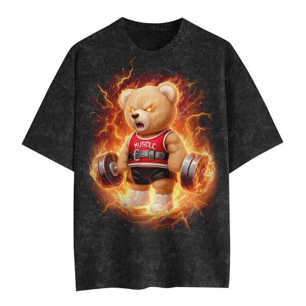 Muscle Bear Men's Gym T-Shirt, Workout Shirt, Oversized Pump Cover Tee
