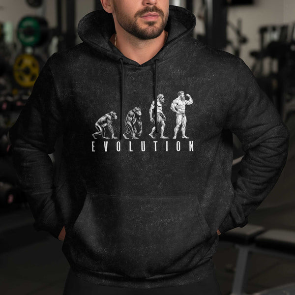 Evolution Men's Gym Hoodie, Workout Shirt, Oversized Pullover Hoodie
