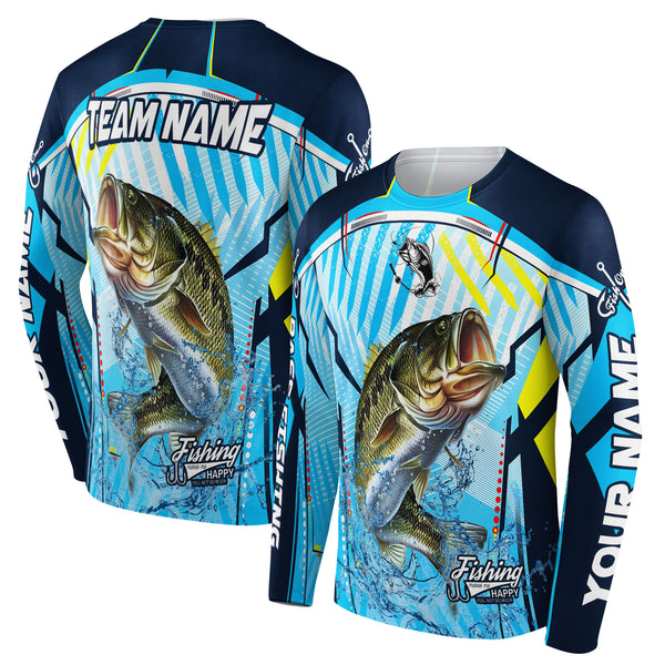 Bass Fishing Makes Me Happy Personalized Men Women Long Sleeve Shirt Custom Fishing Apparel
