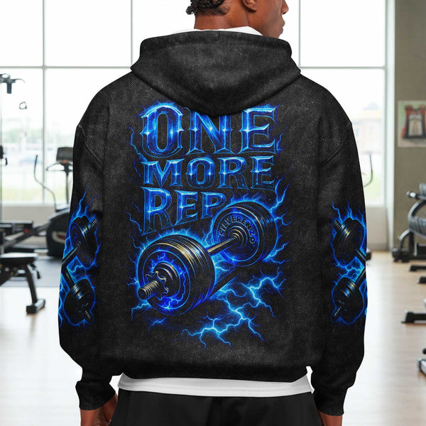 One More Rep Men's Gym Hoodie, Workout Shirt, Oversized Pullover Hoodie