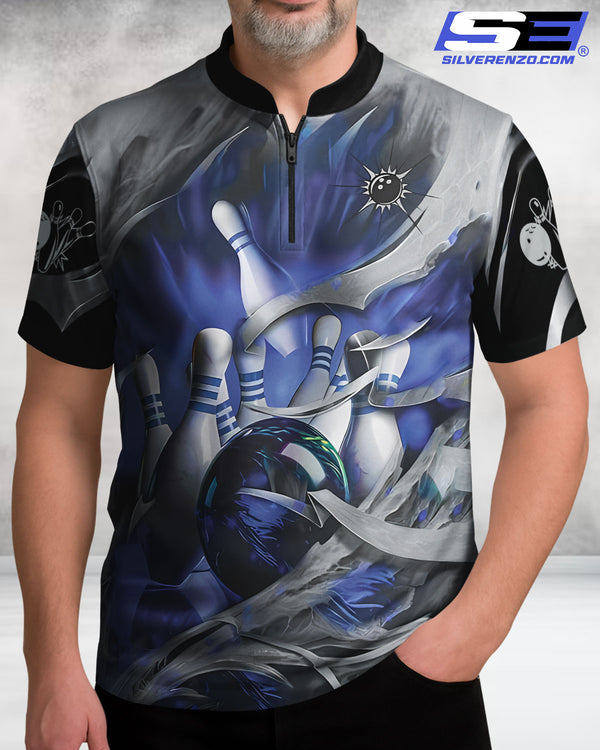 Personalized Bowling And Pins Men Women Polo Shirt Custom Name Bowling Team Jersey