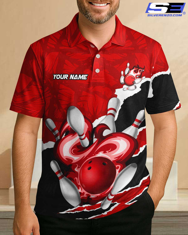 Bowling And Pins Personalized Men Women Polo Shirt Custom Bowling Team Jersey
