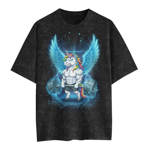 Unicorn Weightlifting Men's Gym T-Shirt, Workout Shirt, Oversized Pump Cover Tee