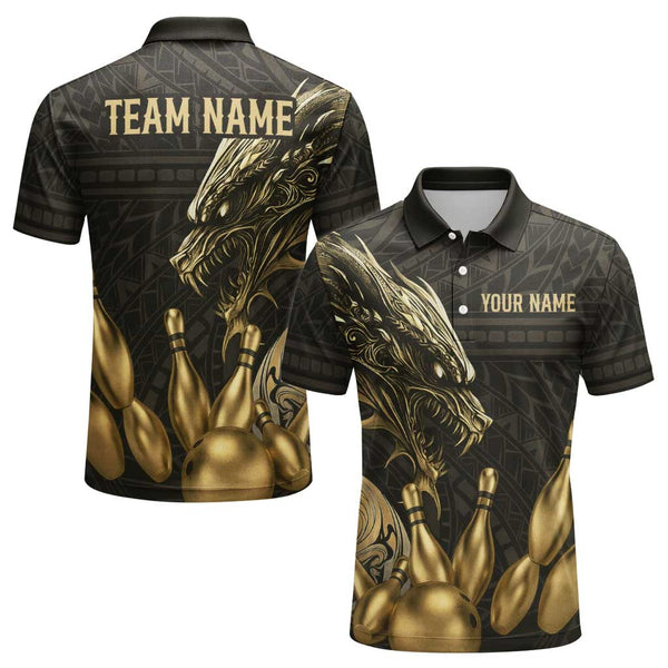 Personalized Bowling Dragon Men Women Performance Polo Shirt Custom Name Bowling Team Jersey