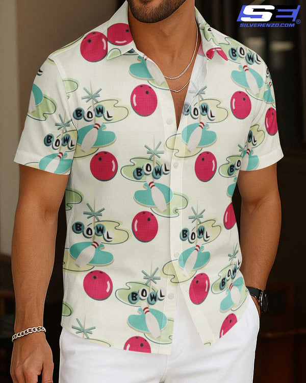 Personalized Bowling Pattern Men Women Hawaiian Shirt Custom Name Bowling Team Jersey