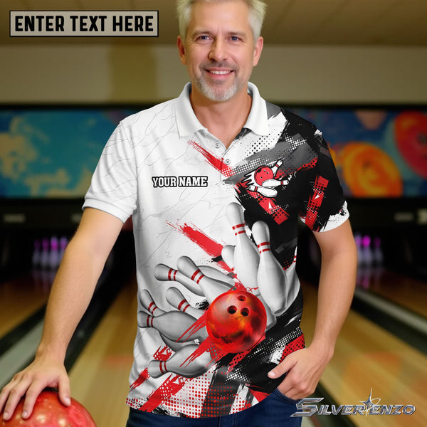 Bowling And Pins Personalized Men Women Polo Shirt Custom Bowling Team Jersey