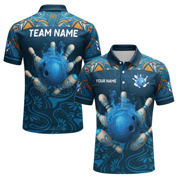 Personalized Bowling Mandala Men Women Performance Polo Shirt Custom Name Bowling Team Jersey