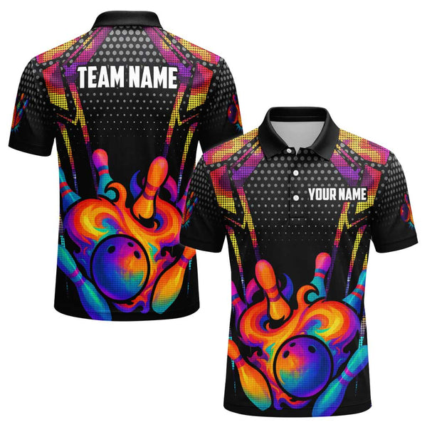 Personalized Bowling Colorful Men Women Performance Polo Shirt Custom Name Bowling Team Jersey