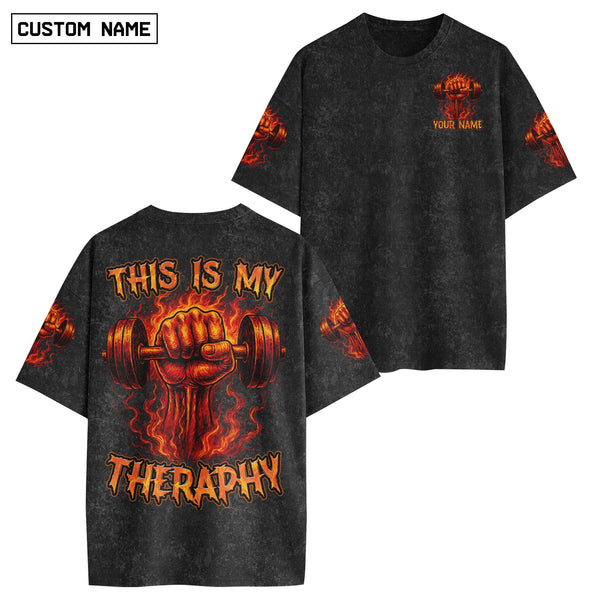 This Is My Therapy Men's Gym T-Shirt, Workout Shirt, Oversized Pump Cover Tee