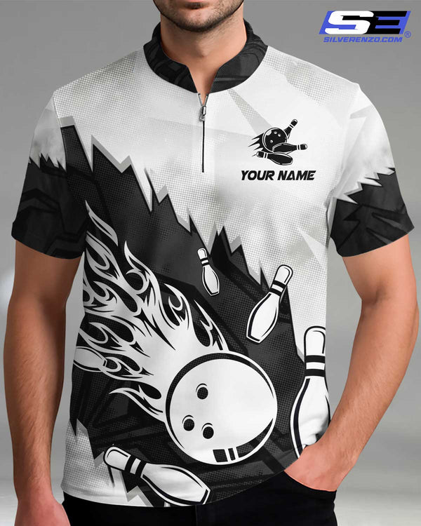 Personalized Bowling And Pins Men Women Polo Shirt Custom Name Bowling Team Jersey