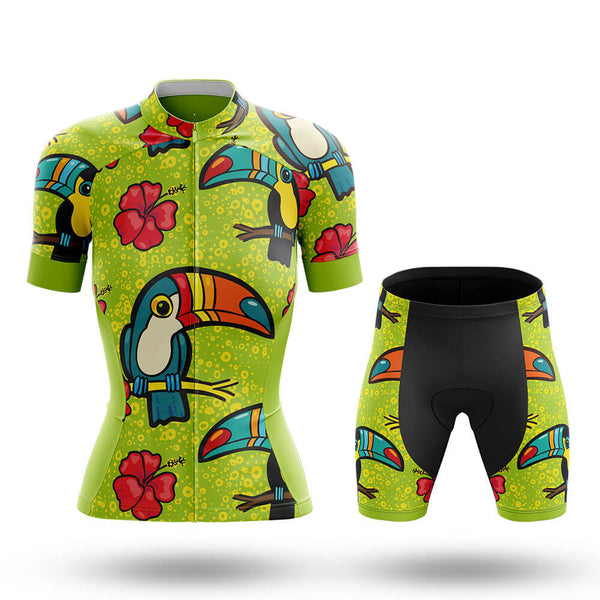 Tucan Hibiscus Women's Cycling Jersey Set, Road Bike Cycling Kit for Women, Biking Outfit, Bicycle Suit, Team Racing Uniform
