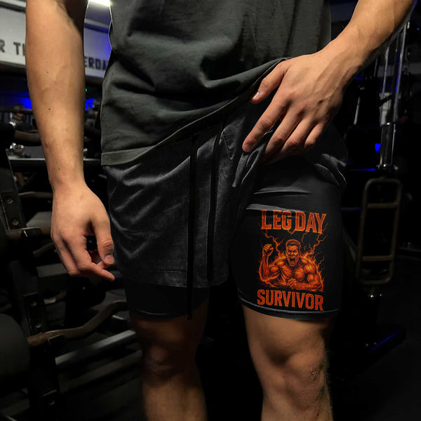 Leg Day Survivor Men's Gym Shorts, Workout Shorts, Performance Active Shorts