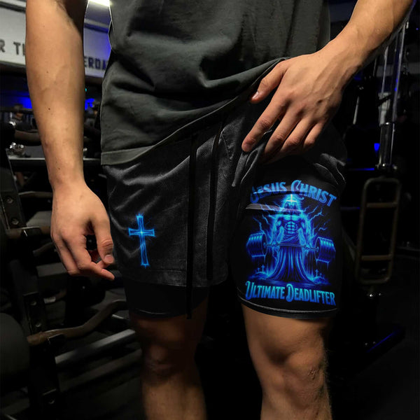 Jesus Christ Ultimate Deadlifter Men's Gym Shorts, Workout Shorts, Performance Active Shorts