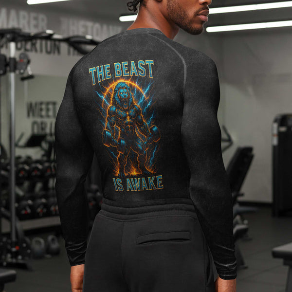 The Beast Is Awake Men's Compression Fit T-Shirt, Workout Shirt