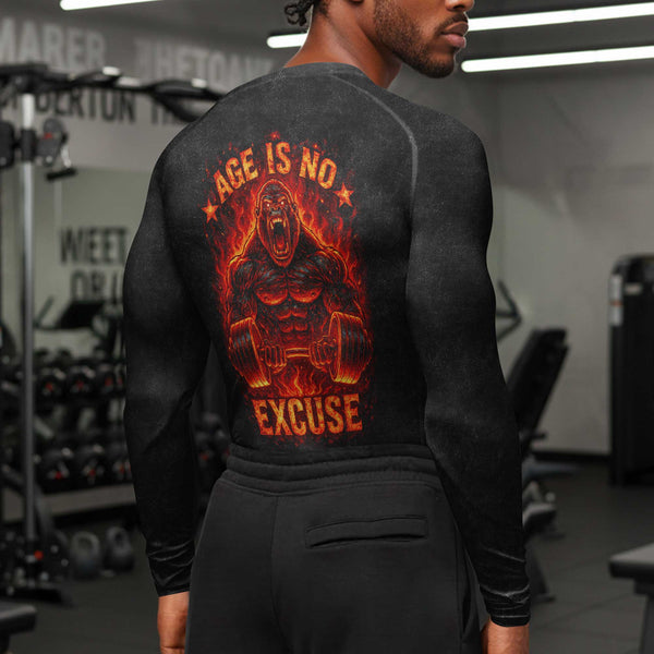 Age Is No Excuse Men's Compression Fit T-Shirt, Workout Shirt