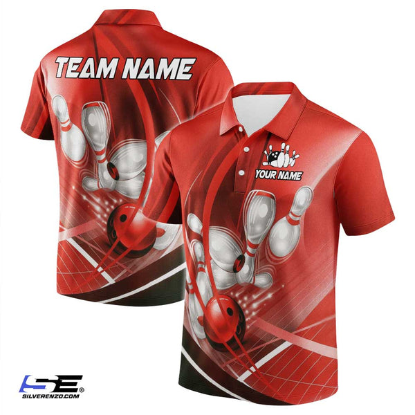 Personalized Bowling Men Women Performance Polo Shirt Custom Name Bowling Team Jersey