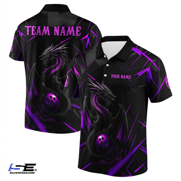 Personalized Bowling Dragon Men Women Performance Polo Shirt Custom Name Bowling Team Jersey