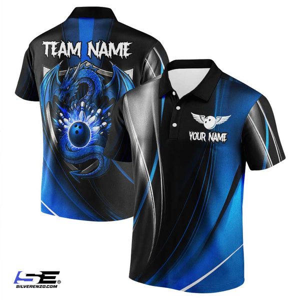 Personalized Bowling Flaming Men Women Performance Polo Shirt Custom Name Bowling Team Jersey