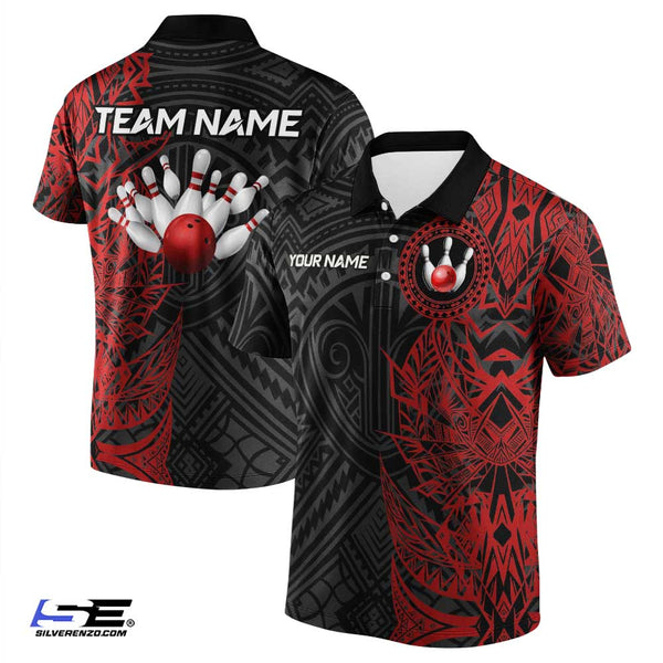 Personalized Bowling Maori Men Women Performance Polo Shirt Custom Name Bowling Team Jersey