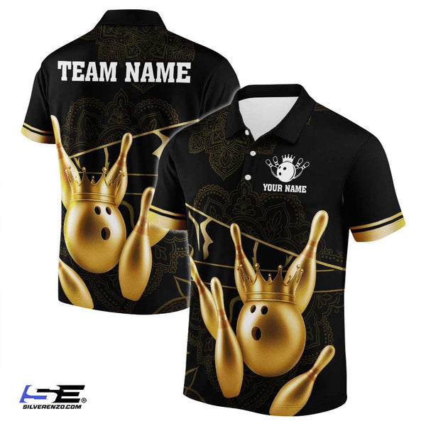 Personalized Bowling King Mandala Men Women Polo Shirt Custom Name Bowling Team Jersey