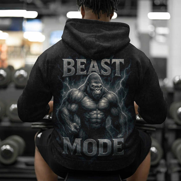 Beast Mode Men's Gym Hoodie, Workout Shirt, Oversized Pullover Hoodie