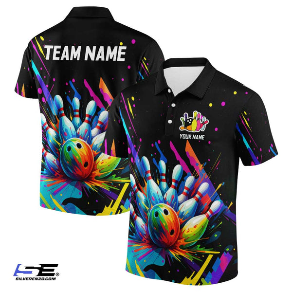 Personalized Bowling Men Women Performance Polo Shirt Custom Name Bowling Team Jersey