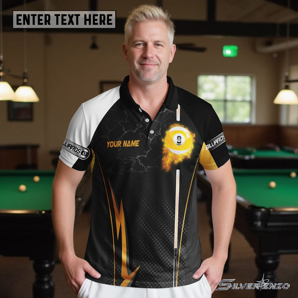 Billiards 9 Ball Personalized Men Women Polo Shirt Custom Billiard Team Jersey