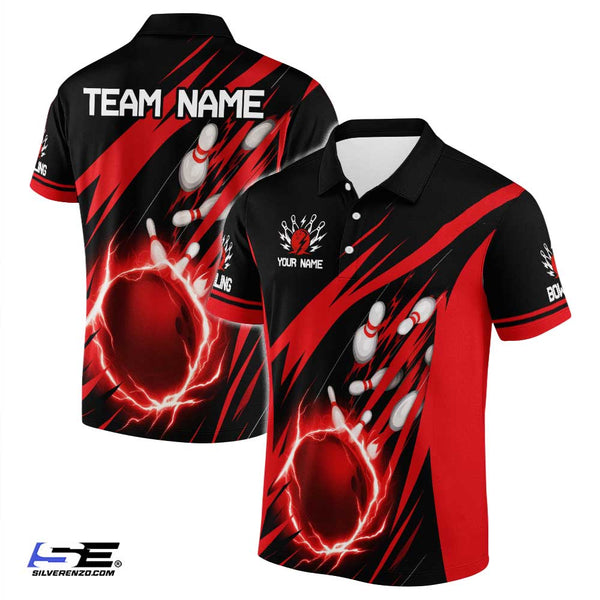 Personalized Bowling Lightning Men Women Polo Shirt Custom Name Bowling Team Jersey