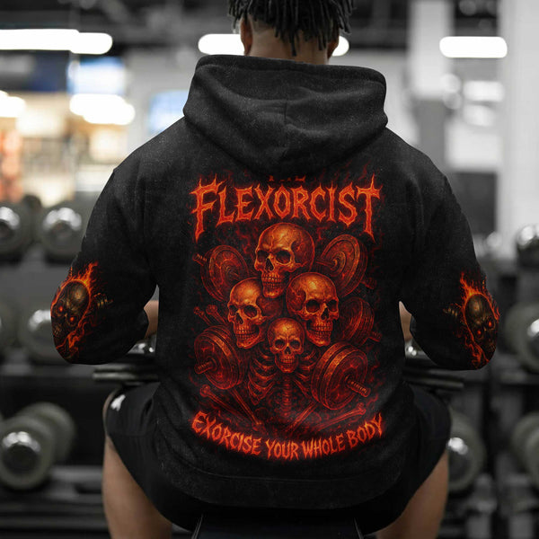 The Flexorcist Men's Gym Hoodie, Workout Shirt, Oversized Pullover Hoodie