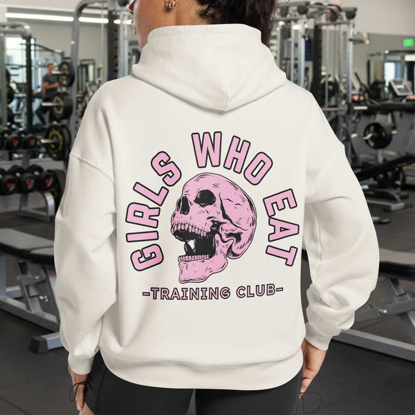 Girls Who Eat Women's Gym Hoodie, Workout Shirt, Fitness Oversized Pullover Hoodie