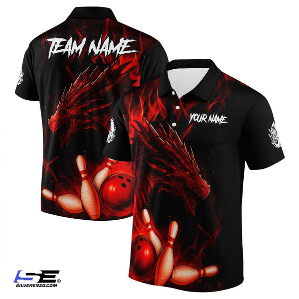 Personalized Bowling Dragon Men Women Performance Polo Shirt Custom Name Bowling Team Jersey