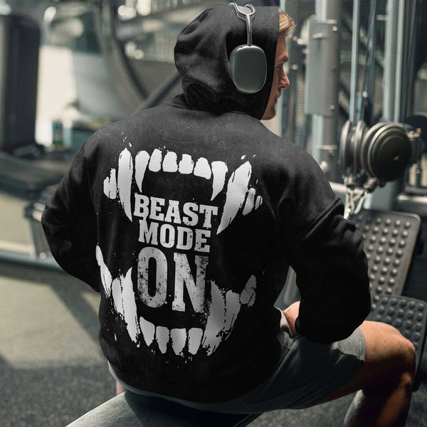 Beast Mode On Men's Gym Hoodie, Workout Shirt, Oversized Pullover Hoodie
