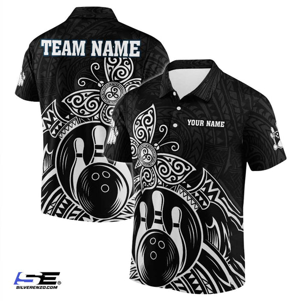Personalized Bowling Maori Butterfly Men Women Polo Shirt Custom Name Bowling Team Jersey